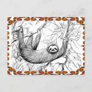 HANGING SLOTH Paintable Postcards© Postcard