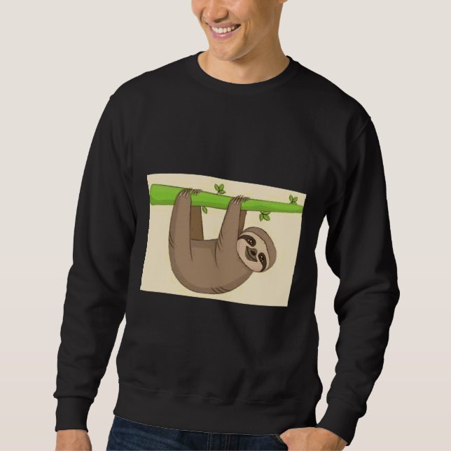 Hanging Sloth Print On Stickers Apparel Accessorie Sweatshirt (Front)