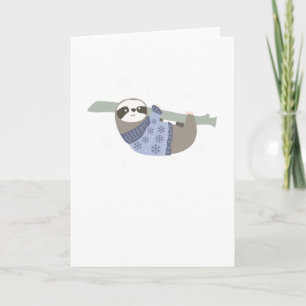 Hanging Sloth Snowflakes Christmas Sweater Gift Card