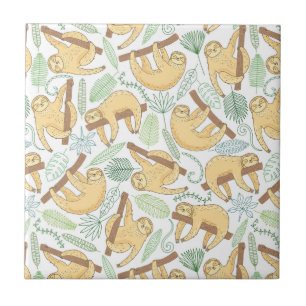 Hanging Sloths Ceramic Tile