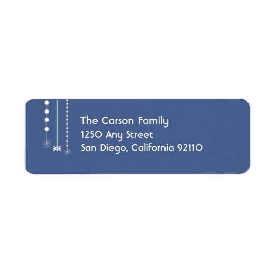 Hanging Snowflakes Return Address Label (blue)