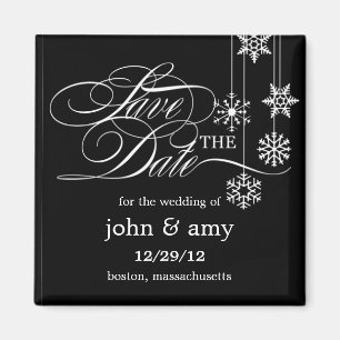 Hanging Snowflakes Save The Date Magnet