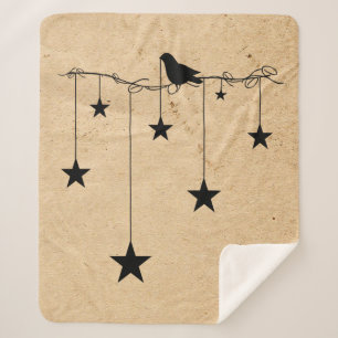 Hanging Stars And Crow Sherpa Blanket