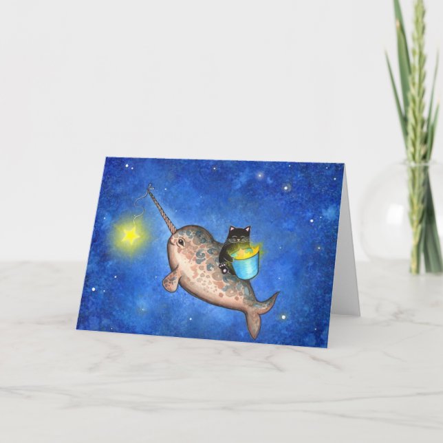 Hanging Stars with a Friendly Narwhal Card (Front)