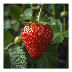 hanging strawberry fruit photo print