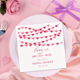 Hanging String Love Hearts Bridal Shower Napkin