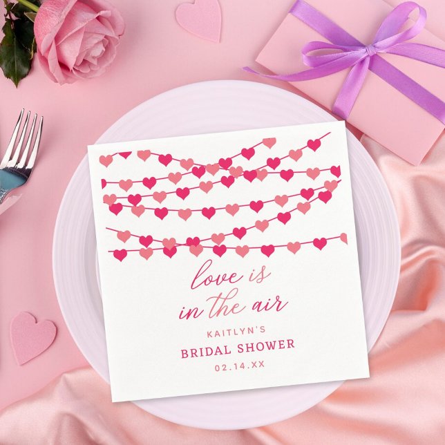 Hanging String Love Hearts Bridal Shower Napkin (Creator Uploaded)