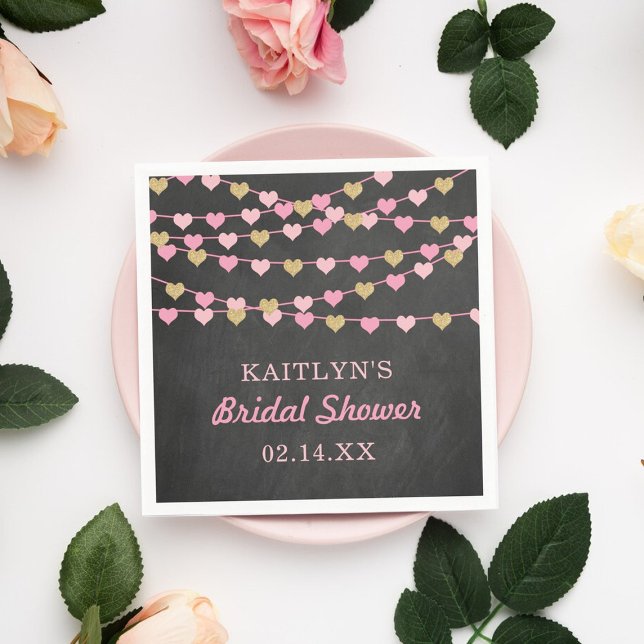 Hanging String Love Hearts Bridal Shower Napkin (Creator Uploaded)