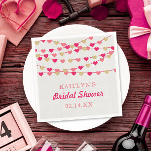 Hanging String Love Hearts Bridal Shower Napkin