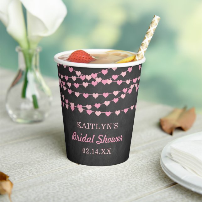 Hanging String Love Hearts Bridal Shower Paper Cups (Insitu)