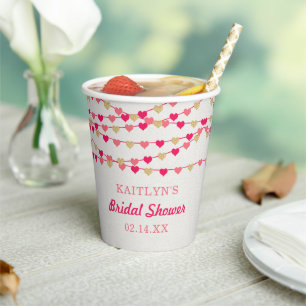 Hanging String Love Hearts Bridal Shower Paper Cups