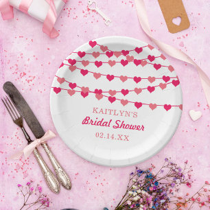 Hanging String Love Hearts Bridal Shower Paper Plate