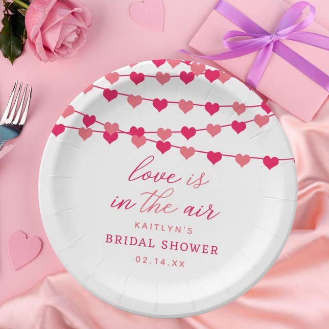 Hanging String Love Hearts Bridal Shower Paper Plate (Creator Uploaded)