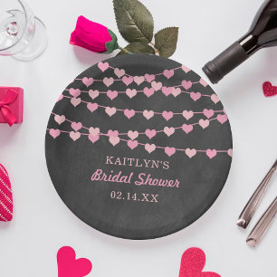 Hanging String Love Hearts Bridal Shower Paper Plate