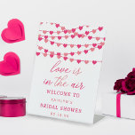 Hanging String Love Hearts Bridal Shower Welcome Pedestal Sign<br><div class="desc">Celebrate in style with this trendy bridal shower welcome sign. The design is easy to personalise with your own wording and your family and friends will be thrilled when they see this fabulous party sign. Matching party items can be found in the collection.</div>
