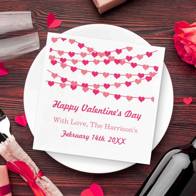Hanging String Love Hearts Happy Valentine's Day Napkin (Creator Uploaded)
