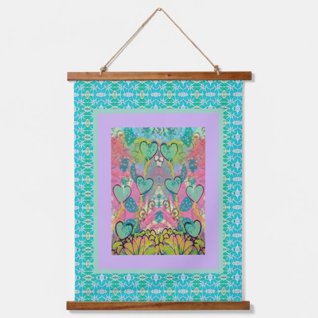 Hanging Tapestry - Aqua Hearts (Front)