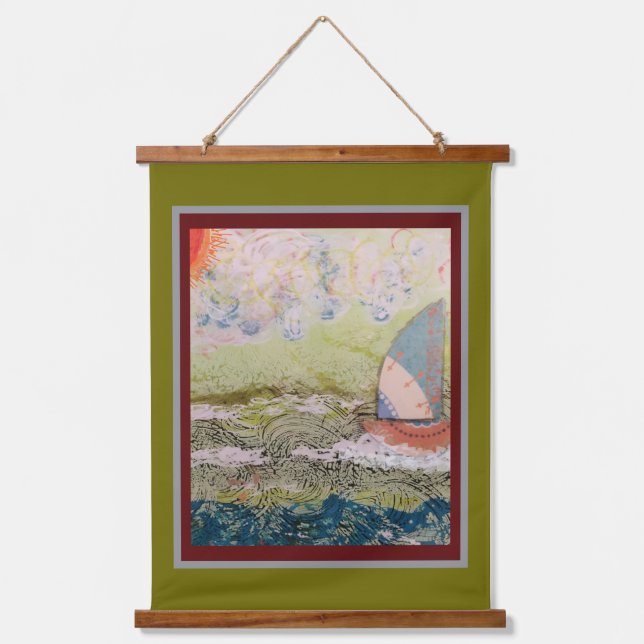 Hanging Tapestry - Art Deco Sailboat  (Front)