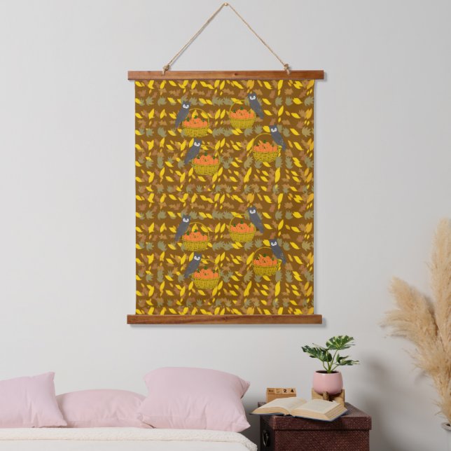 Hanging Tapestry Owl and Pumpkins  (Bedroom)