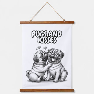 Hanging tapestry with Pugs and kisses