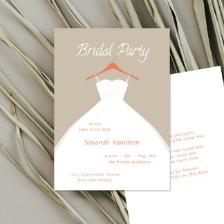 Hanging Wedding Dress Beige Bridal Party Invitation