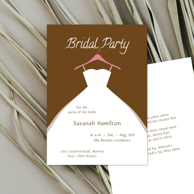 Hanging Wedding Dress Brown Bridal Party  Invitation (Creator Uploaded)
