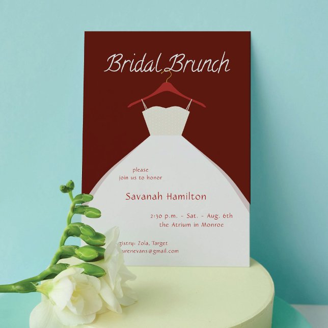 Hanging Wedding Dress Cabernet Bridal Brunch Invitation (Creator Uploaded)