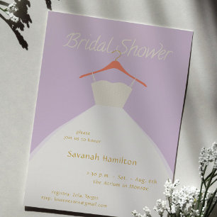 Hanging Wedding Dress Lavender Bridal Shower Invitation