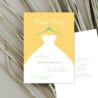 Hanging Wedding Dress Orange Bridal Party Invitation