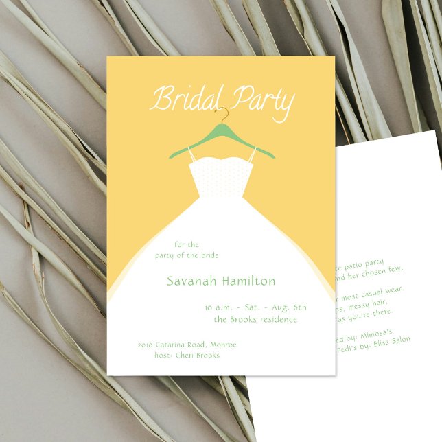 Hanging Wedding Dress Orange Bridal Party  Invitation (Creator Uploaded)