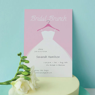Hanging Wedding Dress Pink Bridal Brunch Invitation