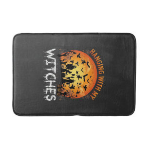 Hanging Witches Halloween Moon Bats Pumpkins_1 Bath Mat