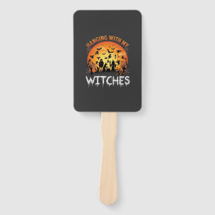 Hanging Witches Halloween Moon Bats Pumpkins_1 Hand Fan