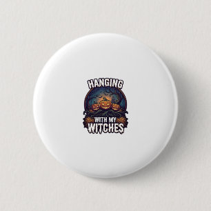 Hanging Witches Halloween Pumpkins Haunted Forest 6 Cm Round Badge