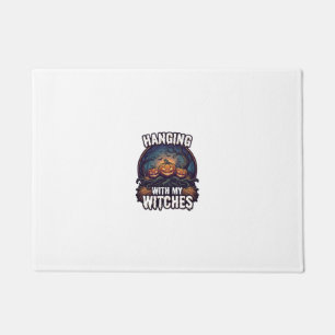 Hanging Witches Halloween Pumpkins Haunted Forest Doormat