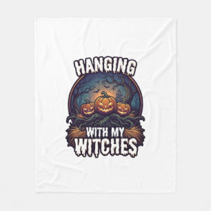 Hanging Witches Halloween Pumpkins Haunted Forest Fleece Blanket