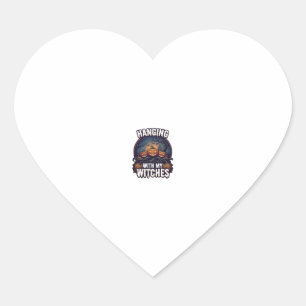 Hanging Witches Halloween Pumpkins Haunted Forest  Heart Sticker