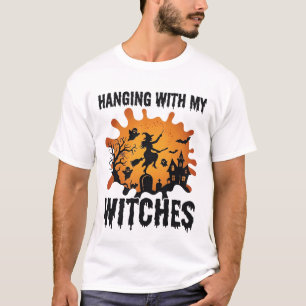 Hanging Witches Halloween Witch Broom Haunted Hous T-Shirt