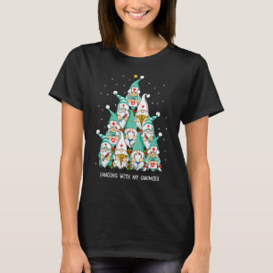 Hanging With Cute Gnomies Nurse Heart Stethoscope T-Shirt