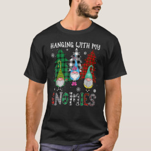 Hanging With Gnomies Christmas Gnome Buffalo Plaid T-Shirt