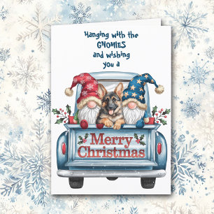 Hanging with Gnomies German Shepherd Christmas Holiday Card