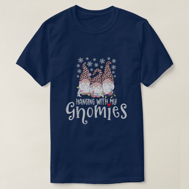 Hanging With Gnomies Gnome Merry Christmas Pink Le T-Shirt (Design Front)