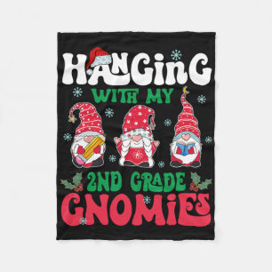 Hanging With My 2nd Grade Gnome Christmas Funny Te Fleece Blanket
