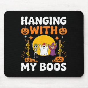 Hanging With My Boos Funny Halloween Ghost Witch S Mouse Pad