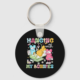 Hanging With My Bunnies Funny Easter Day 2025 Nurs Key Ring