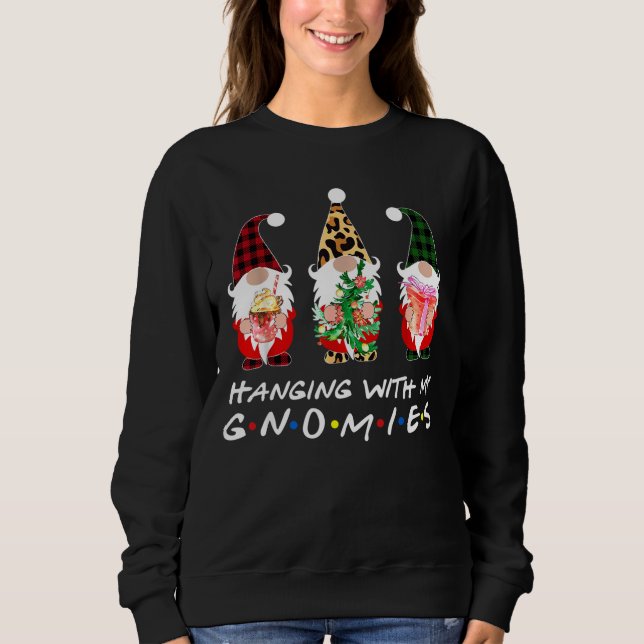 Hanging With My Gnomies Buffalo Plaid Christmas Sweatshirt (Front)