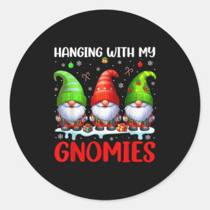 Hanging With My Gnomies Christmas Colorful Three G Classic Round Sticker