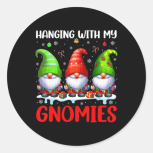 Hanging With My Gnomies Christmas Colourful Three Classic Round Sticker