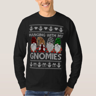 Hanging With My Gnomies Christmas Cute Gnomes Ugly T-Shirt