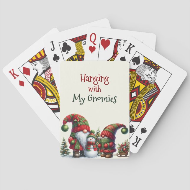 Hanging With My Gnomies Christmas Family  Playing Cards (Back)